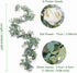 Hasken 6 Ft Artificial Eucalyptus Garland with Champagne Peony Flower Hanging Greenery Garland Fake Flower Garland for Home Wedding Backdrop Table Decor