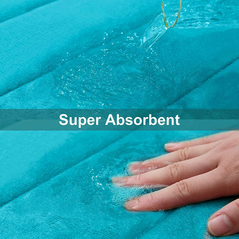 Buganda Memory Foam Contour Toilet Bath Rug, U-Shaped Non Slip Absorbent Thick Soft Washable Bathroom Rugs, Floor Carpet Bath Mat for Bathroom Sink Toilet (20" x 24", Teal)