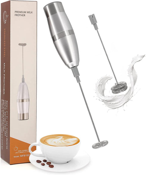 Milk Frother Handheld, Original Foam Maker for Lattes, Automatic Whisk Drink Mixer for Coffee, Mini Electric Foamer Cappuccino, Macchiato, Hot Chocolate, Tea, Frappe, Matcha, Protein Powder Beverage
