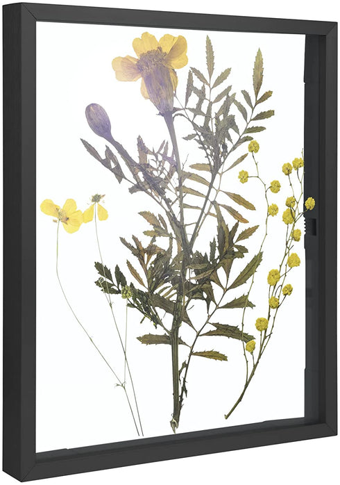 Frametory, Floating Picture Frame 8x10 - Black Metal Photo Frame - Real Glass - for Wall Mount or Tabletop Displays