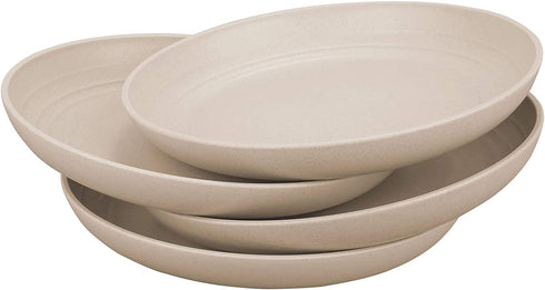 8.8 Inches Unbreakable Wheat Straw Plates - Reusable Plate Sets of 4 for Kitchen Dinner lunch Dishes - Dishwasher & Microwave Safe - Healthy for Kids Children & Adult, BPA Free & Eco-Friendly (Beige)