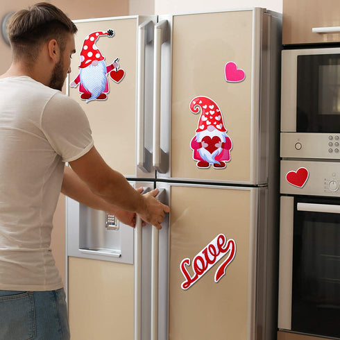 7 Pieces Valentines Day Refrigerator Magnets Gnome Heart Truck Love Magnets Stickers Car Reflective Magnets for Valentine's Day Decorations, Fridge Metal Door Mailbox Locker Office Cabinets Decor