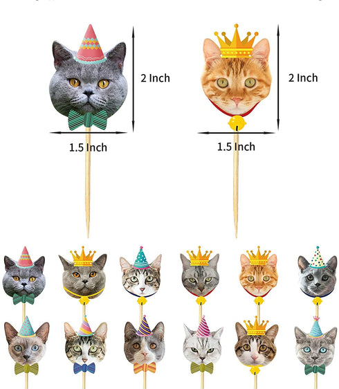 Koyatti Cat Theme Birthday Party Decorations Set,Cat Lover Birthday Party Supplies for Kids Girls,16 MEOW Balloons,Cat Face Banner and 24 Cupcake Toppers,A Big Happy Birthday Caketopper
