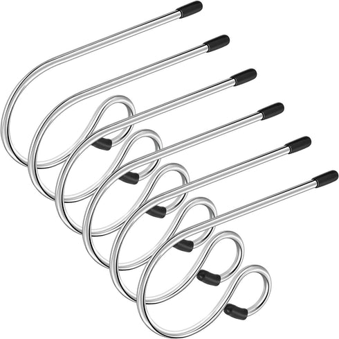 Boao 6 Pieces Christmas Stocking Holders Mantel Stockings Hanger Christmas Metal Hook Hanger for Christmas Party Decoration (Silver)