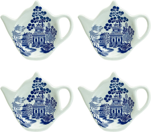 Grace Teaware Tea Bag Caddy Holder, Set of 4 (Blue Willow)