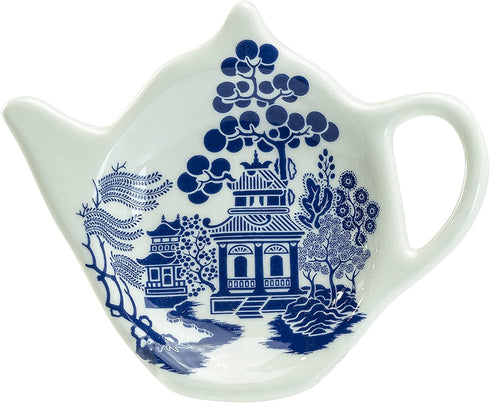 Grace Teaware Tea Bag Caddy Holder, Set of 4 (Blue Willow)