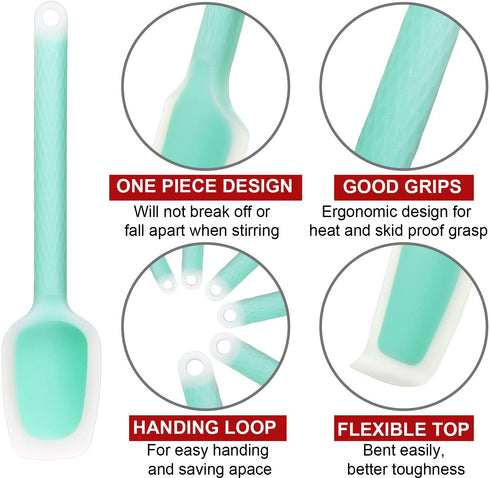 Silicone Spatula Set, Heat-Resistant Spatula - Non-Stick Rubber Spatula for Cooking, Baking, and Mixing (6 Piece Set, Aqua Sky)