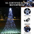 Christmas Decorations Outdoor Star String Lights,349 LED 8 Modes with 14" Topper Star Christmas Tree Lights,Star Waterfall Lights for Outside Tree Yard Wedding Home Party,Cool White