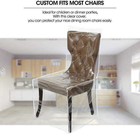 Zipcase 2 Packs All Cover in Plastic Dinning Chair Covers - Heavy Duty Clear Chair Protectors Keep Your Dinning Chair Away from Water Dust Paws and Claws