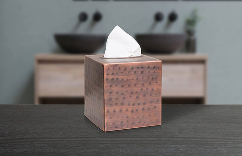 Monarch Abode Monarch Copper Finish Hand Hammered Metal Tissue Box Cover