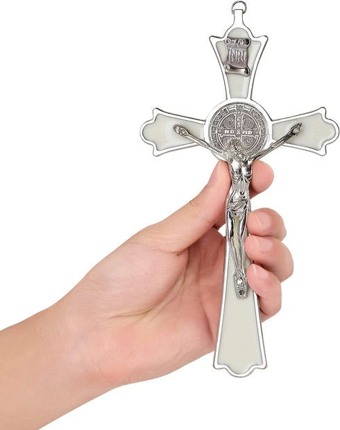 Saint Benedict Enamel Crucifix - Crucifix Wall Cross Metal Wall Art-8 Inch Cross Give Blessing and The Spiritual Sacred:Faith Gift for your Acquaintances