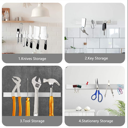 Magnetic Knife Holder for wall,16 Inch Magnetic Knife Strip Stainless Steel,Adhesive Magnetic Knife Bar for Knife Holder,Kitchen Utensil Holder,Tool Holder Strip,Home Kitchen Organizer