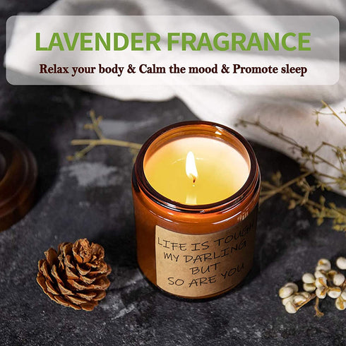 Aromaflare Lavender Scented Candles Aromatherapy Candle for Home - Funny Relaxing Friendship Gifts for Women Best Friends Coworker - Encourage Anniversary Valentines Christmas Birthday Gift for Her