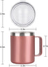 2 Pack Stainless Steel Coffee Mugs with Handle, 12Oz Insulated Coffee Mug, Double Wall Vacuum Insulated Camping Mug with Lid, Thermal Coffee Mug for Coffee, Tea, Hot and Cold Drinks (Rose Gold)