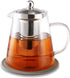 950ml/30oz Glass Teapot Kettle with Removable Stainless Steel Infuser & Matching Silicone Coasters, Stovetop & Microwave Safe Tea Pot for Loose Leaf Tea & Blooming Tea