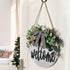 KHOYIME Welcome Sign for Front Porch - Rustic Wooden Door Hanger Farmhouse Front Door Decorations for Home Restaurant (White)