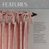 Elrene Home Fashions Korena Tie-Top Crushed Velvet Window Curtain Panel, Rustic-Chic Curtain Panel for Living Room or Bedroom, 50 Inches by 95 Inches, Blush, 1 Panel