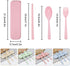 Lnrkai Travel Utensil Set with Case, 4 Sets Wheat Straw Reusable Spoon Chopstick Forks Tableware, Eco Friendly Non-Toxin BPA Free Portable Cutlery for Kids Adult Travel Picnic Camping or Daily Use