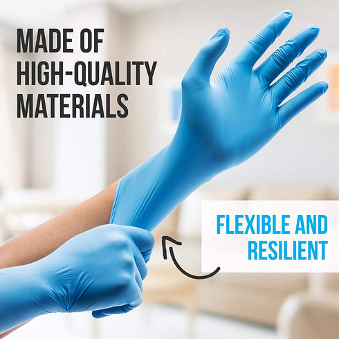100 Pcs Nitrile Disposable Gloves - Soft Industrial Gloves, Nitrile and Vinyl Blend Gloves Powder-Free, Latex-Free Protective Gloves, Soft and Comfortable, Size Small - SereneLife SLGLVNIT100SM