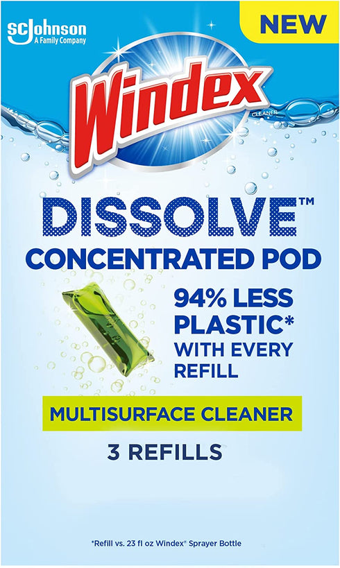 Windex Dissolve Concentrated Pods, Multisurface Cleaner, 3 Concentrated Dissolvable Refill Pods