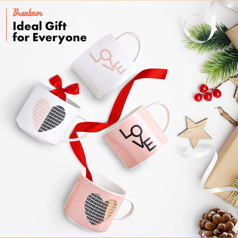 Set Of 4 Womans Gifts Ideas Stacking Mugs Inspirational Coffee Novelty Mug Gift Set, Funny Mug Gift Set - Him And Her Gifts Holiday, Birthday, Valentine Day Gifts. 14 Oz. Pink