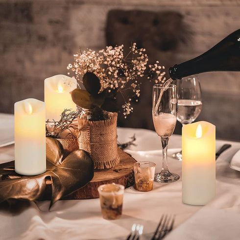 Aignis Flickering Flameless Candles with 10-Key Timer Remote, Exquisite Decor Battery Operated Candles Outdoor Heat Resistant with Realistic Moving Wick LED Flames (vory)