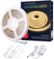 LED Strip Lights Warm White, 16.4ft Dimmable LED Light Strip with Memory Function, 300 Bright 3000K 2835 LEDs, Self-Adhesive 12v Flexible LED Rope Lights for Kitchen Cabinet Bedroom Home Party Decor