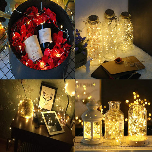 20 Pack Each 30 LED Fairy Lights Battery Operated,5ft Silver Wire Warm White Mason Jar Lights,Firefly Mini Led String Lights for Mason Jars Party Crafts Wedding Décor