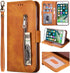KUDEX iPhone 7 Plus Wallet Case for Women,iPhone 8 Plus Case, Flip Leather Shockproof Magnetic Zipper Pocket Wallet Purse Case w/Stand Card Slot Holder Wrist Strap for iPhone 7 Plus/8 Plus (Brown)