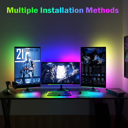 ABCidy Under Monitor Light Bar, RGBIC Screenbar Light Desk Lamp Computer, Dimmable LED with Dynamic Rainbow Effect, Gaming USB Powered, Remote Control Color Changing, Adjustable Brightness and Speed