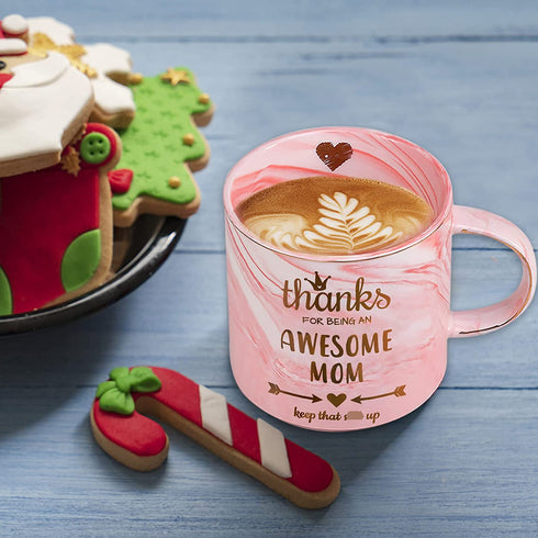 Mothers Day Gifts, Gifts for Mom from Daughter Son, Funny Gifts for Women Wife Stepmom, Mom Gifts Ideas, Tea Mug for Mom, Mom's Birthday Valentine's Day -12oz Novelty Pink Ceramic Coffee Tea Cups