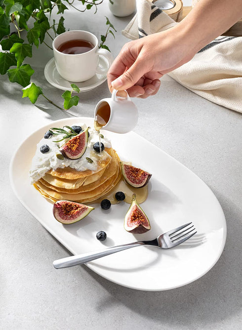 Sweese 747.101 White Serving Platters, 13.3 Inch Porcelain Serving Platters for Party, Large Oval Serving Trays Serving Plates for Fish Dish, Steak, Restaurant, Dessert Shop, Set of 2