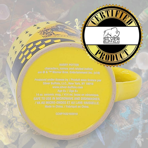 Silver Buffalo Harry Potter Hufflepuff House Crest Ceramic Mug, 14 Ounces