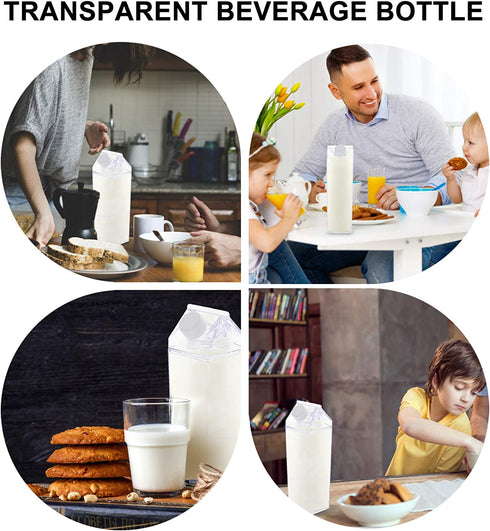 HEMOTON 2Pcs Clear Water Bottle Milk Carton Shaped Water Bottle Reusable Plastic Juice Bottle Beverage Milk Cup for Outdoor Climbing Travel Or Camping 500ml