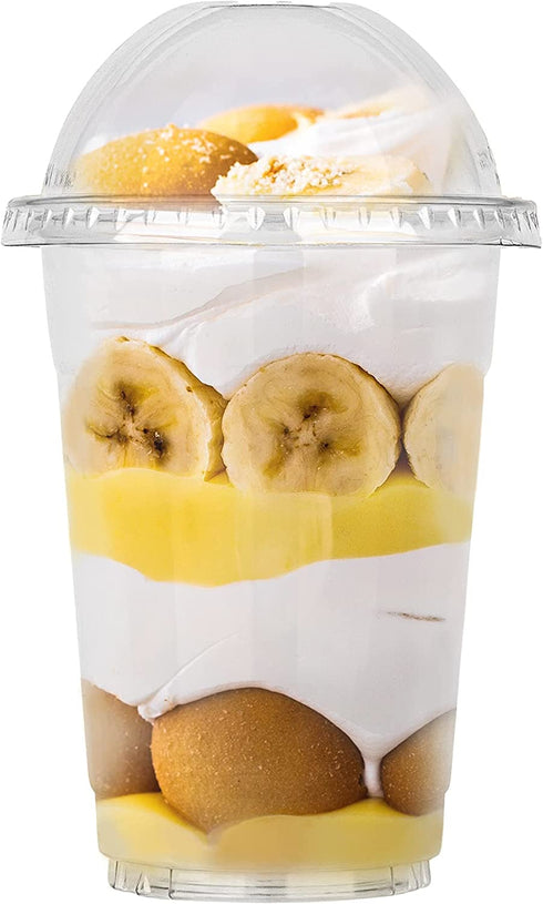 Stock Your Home 16 Oz Plastic Cups With Dome Lids (50 Count) -Parfait Cups With Lids - Disposable And Leak-Proof -Clear Cups With Dome Lids For Snacks, Food Sampling, Bakeries, Cupcakes, Ice Cream