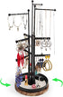 Jewelry Tower Organizer - Rotating Jewelry Tree Stand Organizer with 9 Tiers Adjustable Height Branches Display Holder for Necklace Bracelet Earring and Ring (Black)