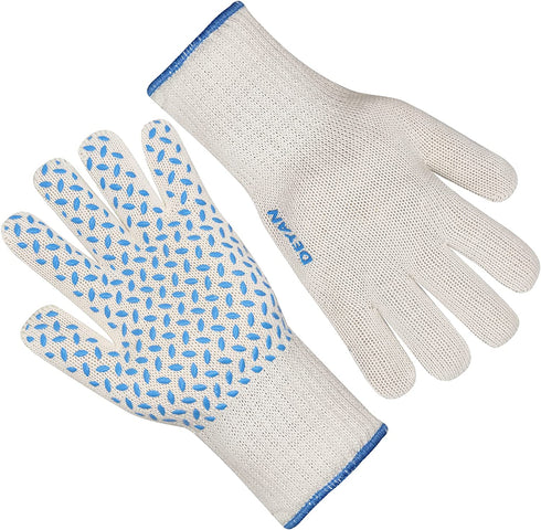 DEYAN 932°F Extreme Heat Resistant Oven Gloves - Kitchen Non-Slip Oven Mitts with Finger, Cooking Gloves for BBQ, Baking, Grilling, Potholder, 1 Pair (White)