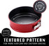 HONGBAKE 7 Inch Springform Pan with Texture, Cheesecake Pans with Leakproof Removable Bottom, Nonstick Round Cake Tin for Baking Smash Cake, Pie, Quiches, Pizza - Red & Dark Grey