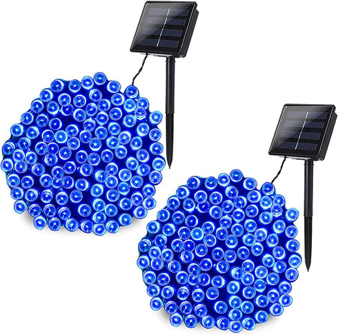 Joomer Blue Solar String Lights 72ft x 2 Pack 200 LED 8 Modes Waterproof Solar Fairy Lights for Garden, Patio, Fence, Balcony, Outdoors