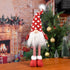 2021 Christmas Long Legs Gnome Decorations with Lights and Music , Handmade Xmas Standing Doll Ornaments, Scandinavian Santa Winter Party Decor, Holiday Figurine Gifts, 24 inch, Red