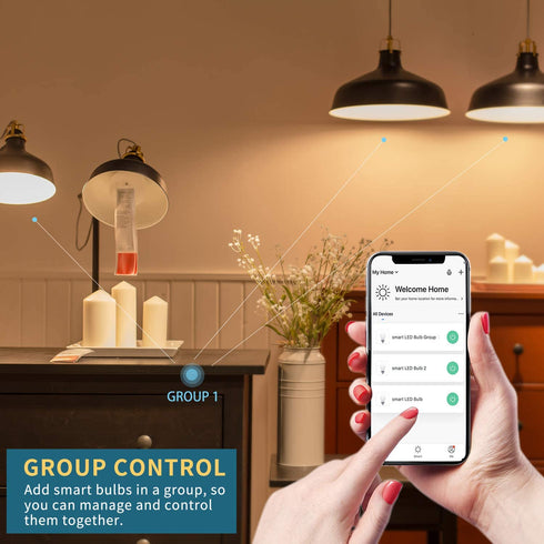 Smart WiFi Alexa Light Bulb, Peteme Led RGB Color Changing Bulbs, Compatible with Alexa, Siri, Echo, Google Home (No Hub Required), E26 A19 60W Multicolor (4 Pack)