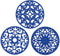Silicone Trivet ME.FAN 3 Set Silicone Trivet Mat - Multi-Use Intricately Carved Insulated Flexible Durable Non Slip Coasters (Deep Blue)