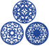 Silicone Trivet ME.FAN 3 Set Silicone Trivet Mat - Multi-Use Intricately Carved Insulated Flexible Durable Non Slip Coasters (Deep Blue)