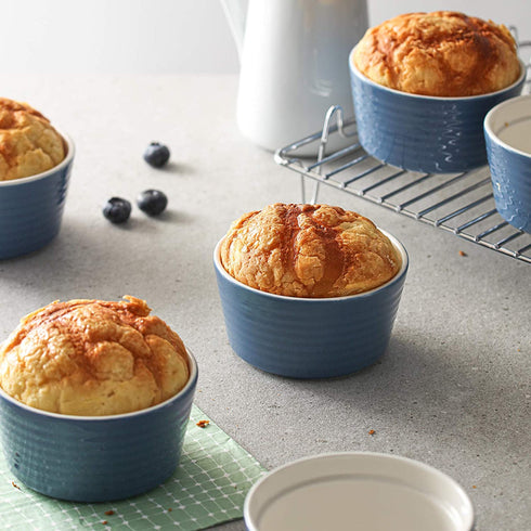 DOWAN Ramekins 8 oz Oven Safe, Porcelain Ramekins Souffle Dish, Creme Brulee Ramekins, Ramekins for Baking, Stackable Ramekin for Pudding, Spinach Souflees, Set of 6, Airy Blue