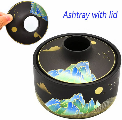 Ashtray for Weed, Cigar Ashtray HSimpleStyle Ash Tray Suitable for Cigarette and Cigar, Ashtray with Lid as a Vase Suitable for Home, Office, Patio, Indoor, Outdoor