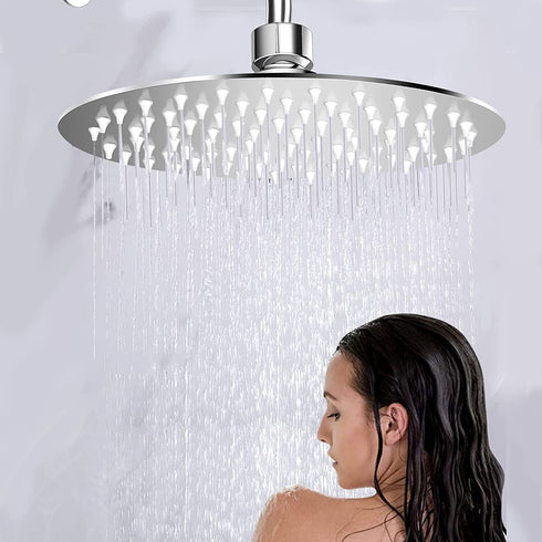 Welan Rain Shower Head Round 8 Inch Shower Heads High Pressure Angle Adjustable, Stainless Steel Waterfall Shower Heads Rainfall, Ultra-thin Design and Pressure Boosting Large Showerheads
