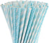 ALINK Biodegradable Light Blue White Paper Straws, Pack of 100 Party Straws for Juice, Cocktail, Smoothies, Birthday, Wedding, Bridal/Baby Shower and Christmas Decorations Supplies