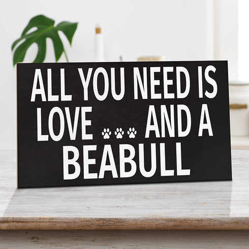 JennyGems Beabull Sign, All You Need Is Love And A Beabull, Wood Sign, 9.5x5.5 Inches, Beabull Mom, Beabull Gifts, Beabull Dogs, Beabull Decor, American Made