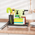 Kitchen Sink Caddy - Tidyway Sponge Holder for Kitchen Sink Brush Dish Rags Soap Holder with Drain Pan Tray, Freestanding Kitchen Sink Organizer, Large Capacity, Black
