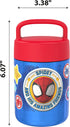 Zak Designs Kids' Vacuum Insulated Stainless Steel Food Jar with Carry Handle, Thermal Container for Travel Meals and Lunch On The Go, 12 oz, Spidey and His Amazing Friends